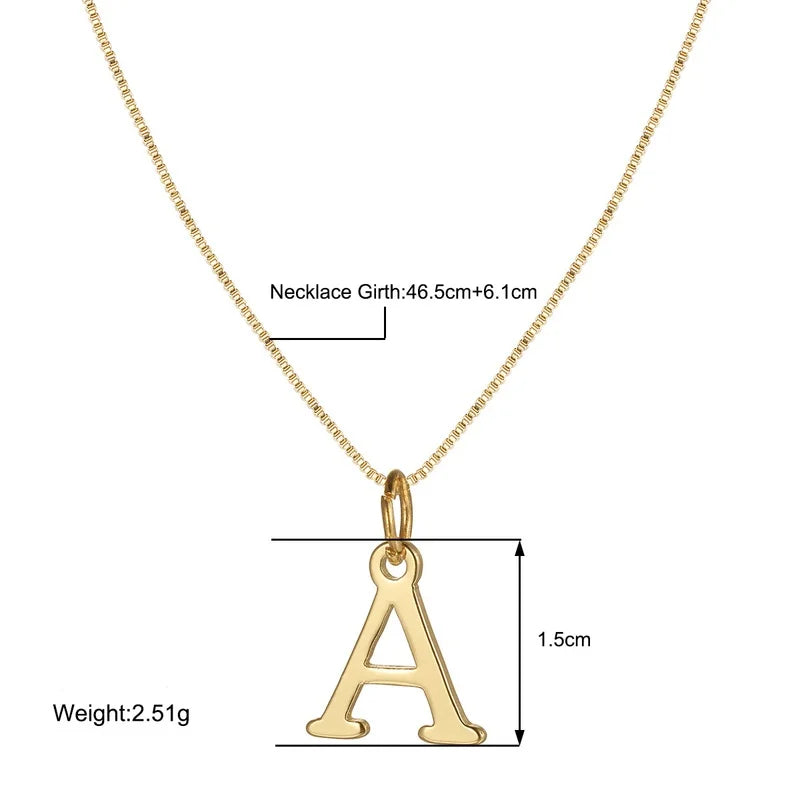 Gold-Tone Initial Necklace – A–Z Letter Pendant