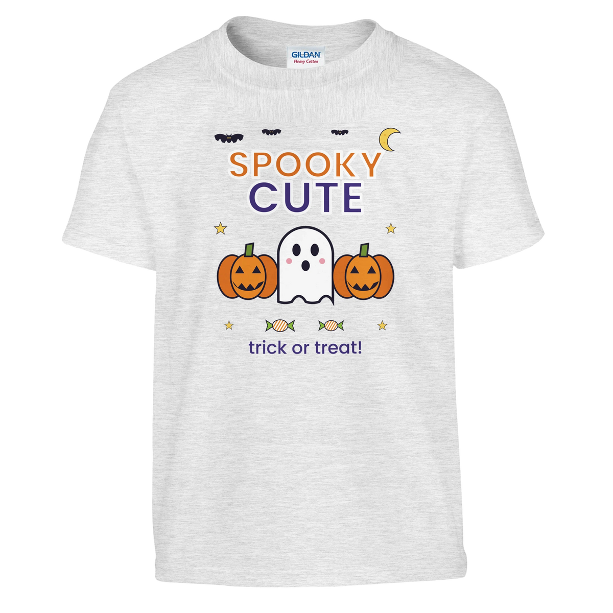 Kids Halloween t-shirt with pumpkins and a friendly ghost