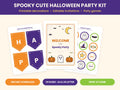 Kids Halloween party printable kit with invitation, banner and cupcake toppers