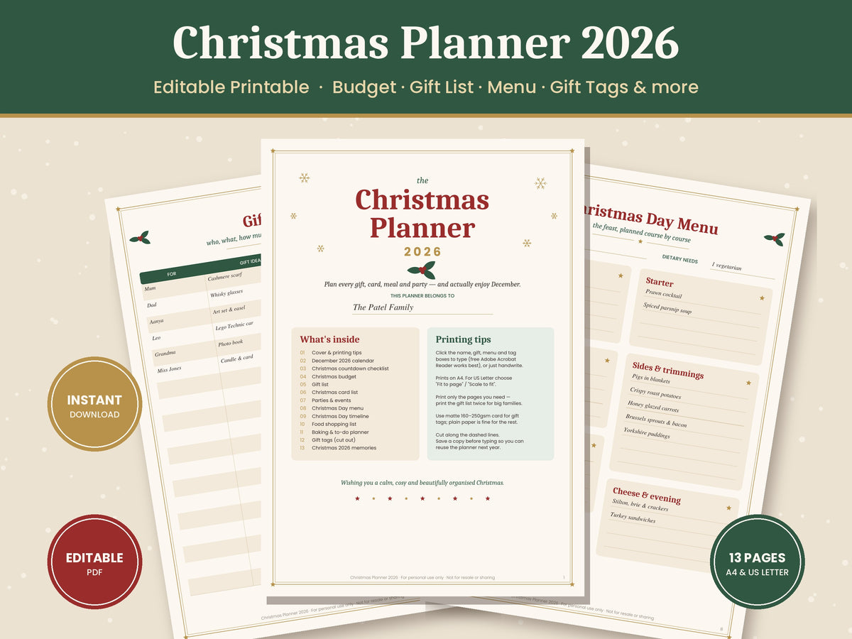 Christmas planner 2026 printable