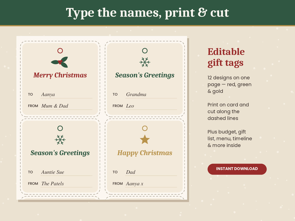 Christmas budget and gift list printable pages